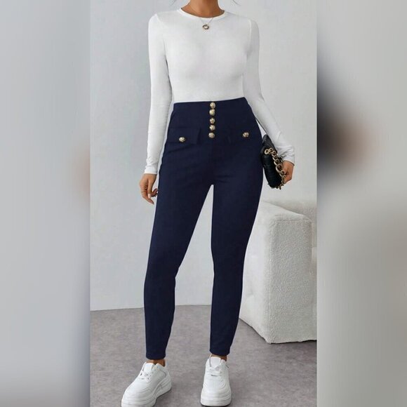 Pants - Navy Blue Women's Casual Elegant Pants